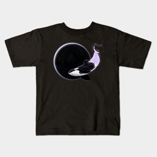 Orca in Space Kids T-Shirt by Fishwhiskerz